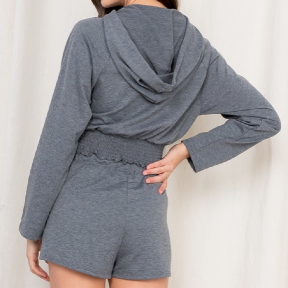 2 Piece Grey Hooded Top & Short Set - Picture 8 of 9